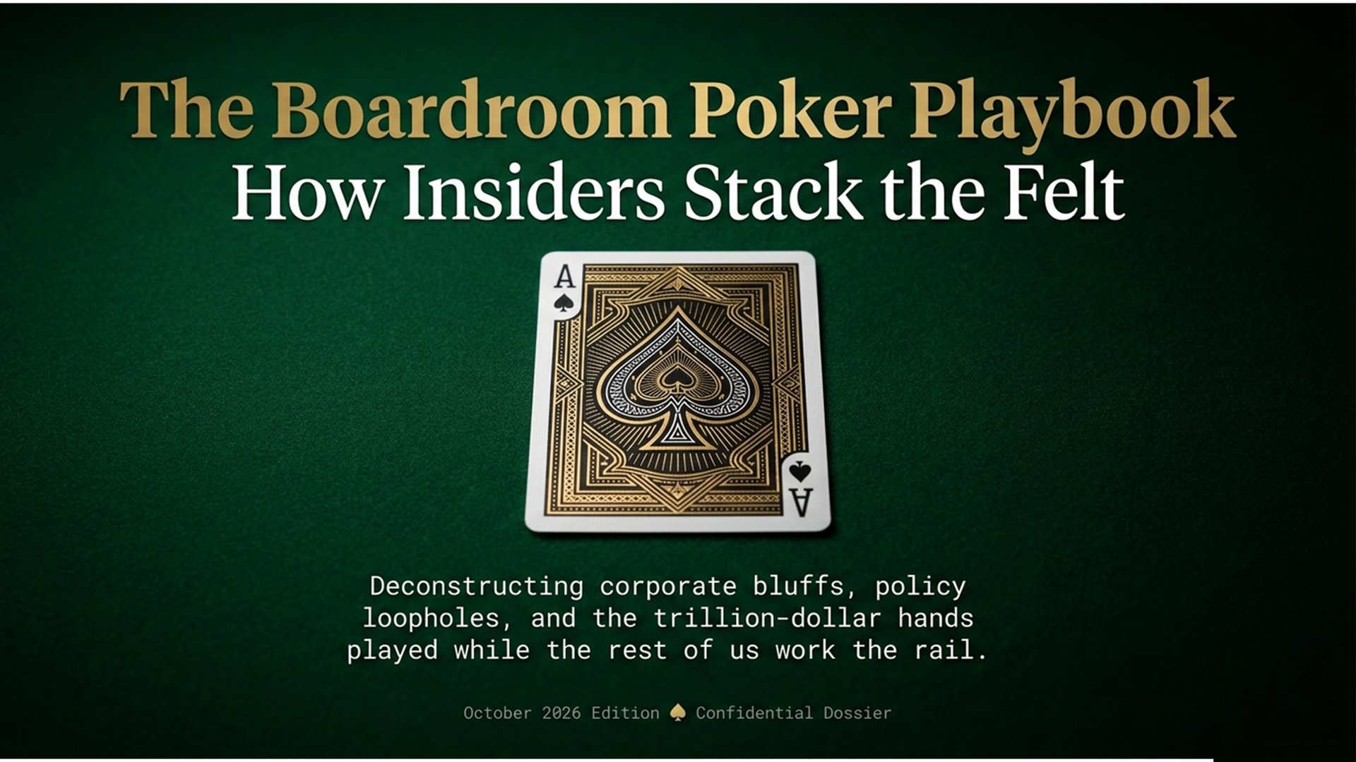 Slide 1: The Boardroom Poker Playbook — How Insiders Stack the Felt